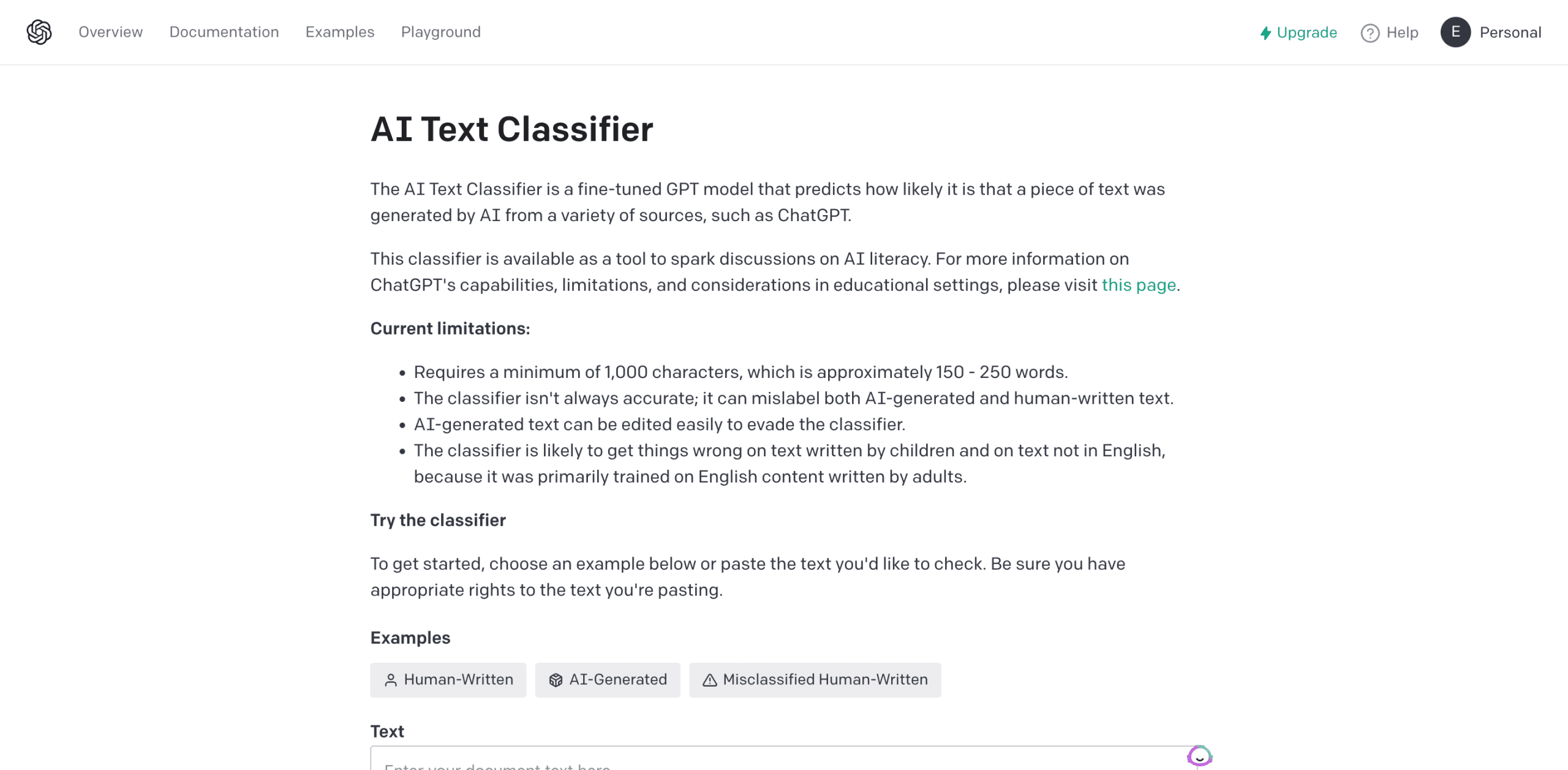 AI Text Classifier OpenAI