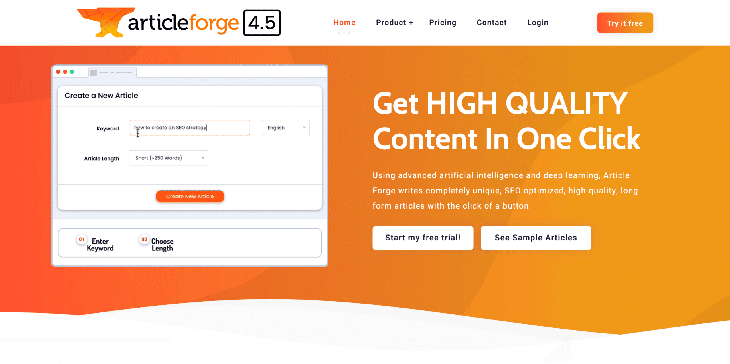 Article Forge Homepage