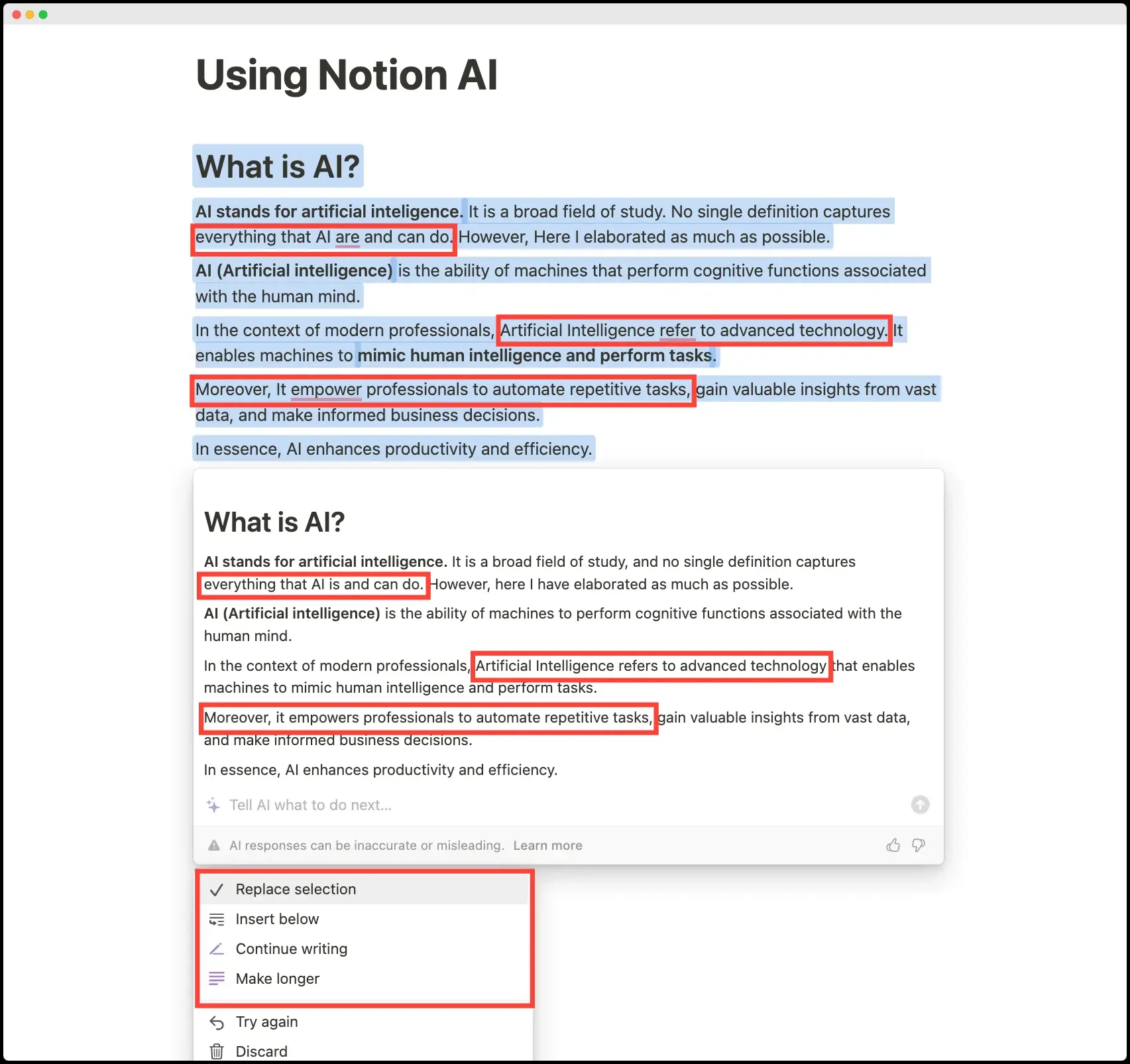 fixed spelling and grammatical errors using notion ai