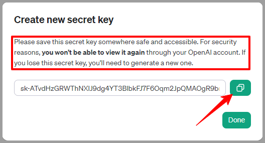 Copy your unique API key