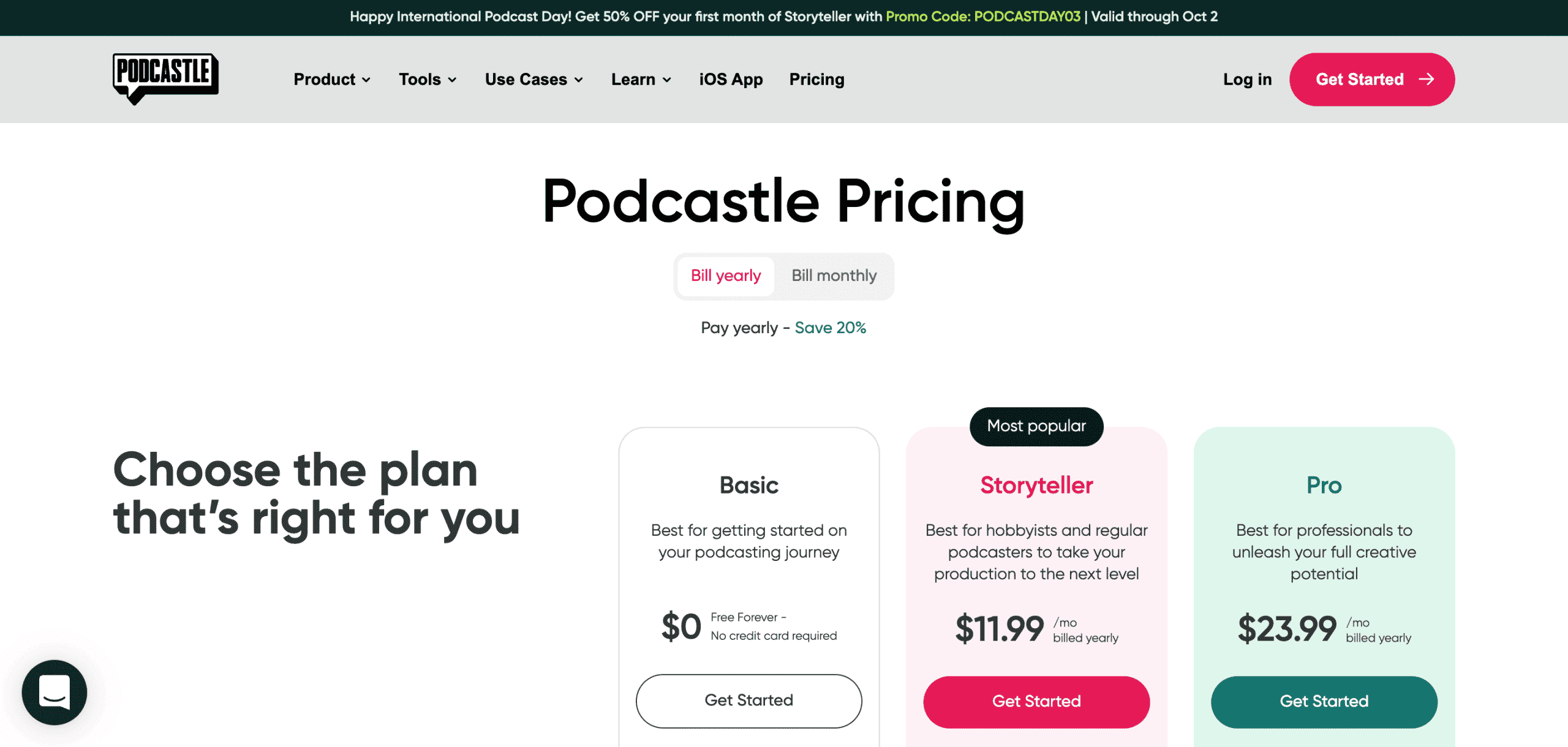 Podcastle AI Pricing 