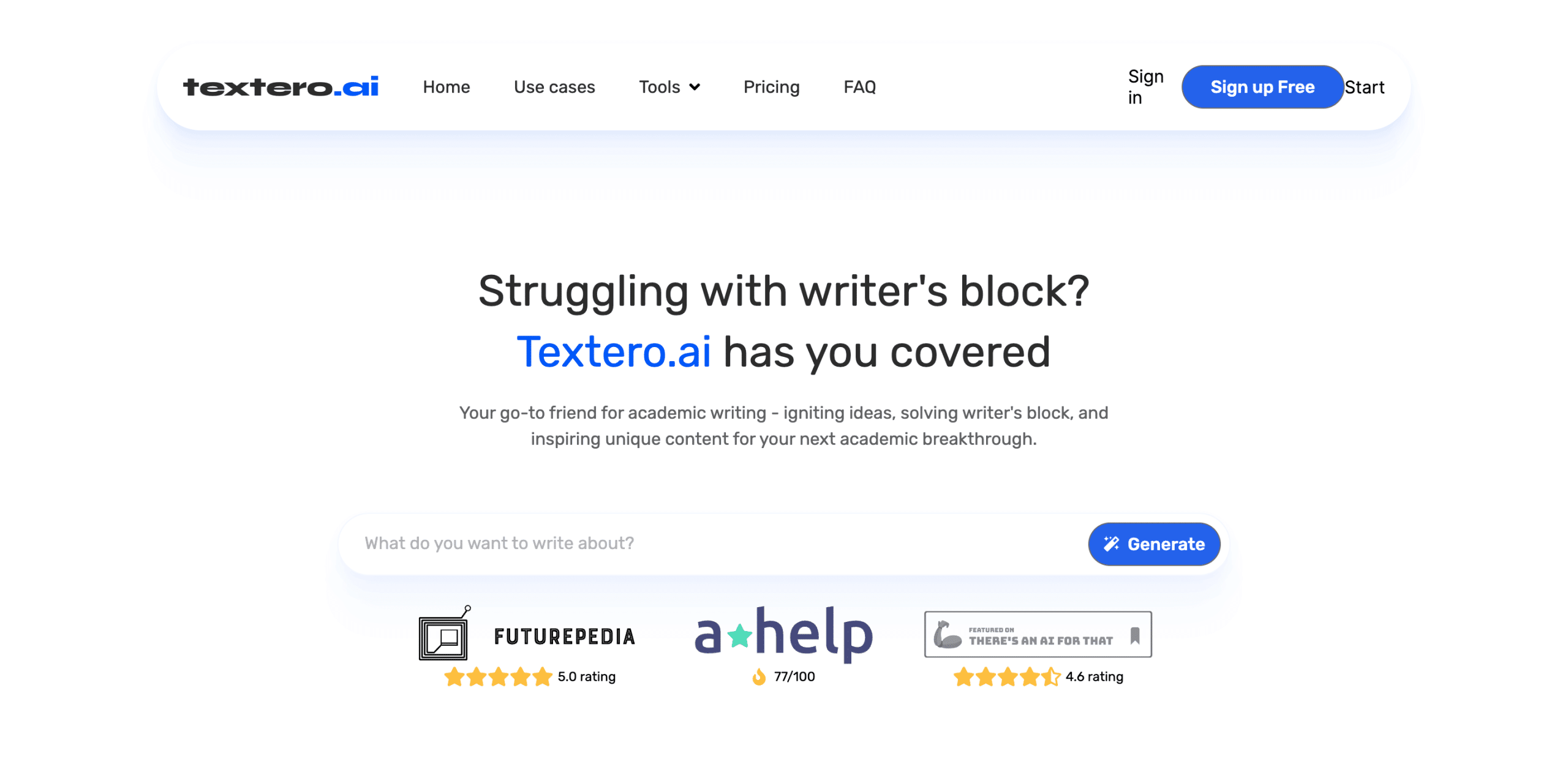 Textero AI Homepage